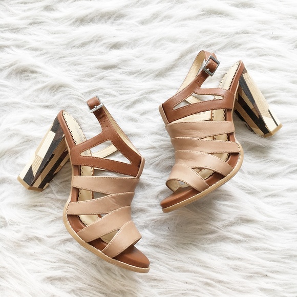 Anthropologie Shoes - Anthropologie Farylrobin Tan Patched Wooden Block